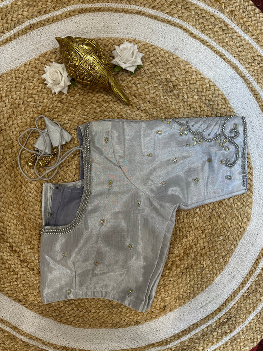 50” Size 20 Aari hand Worked Sari Blouse Indian Saree Top Choli Silk B47