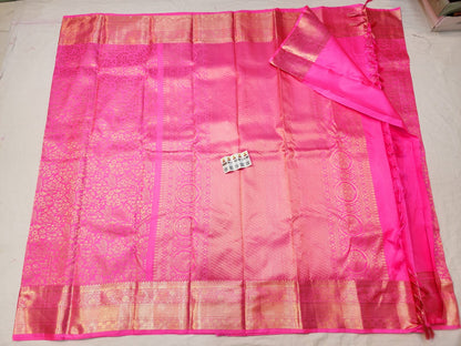 Kanchipuram Pure Silk Saree Bridal Pink Kanjivaram Sari SPK261