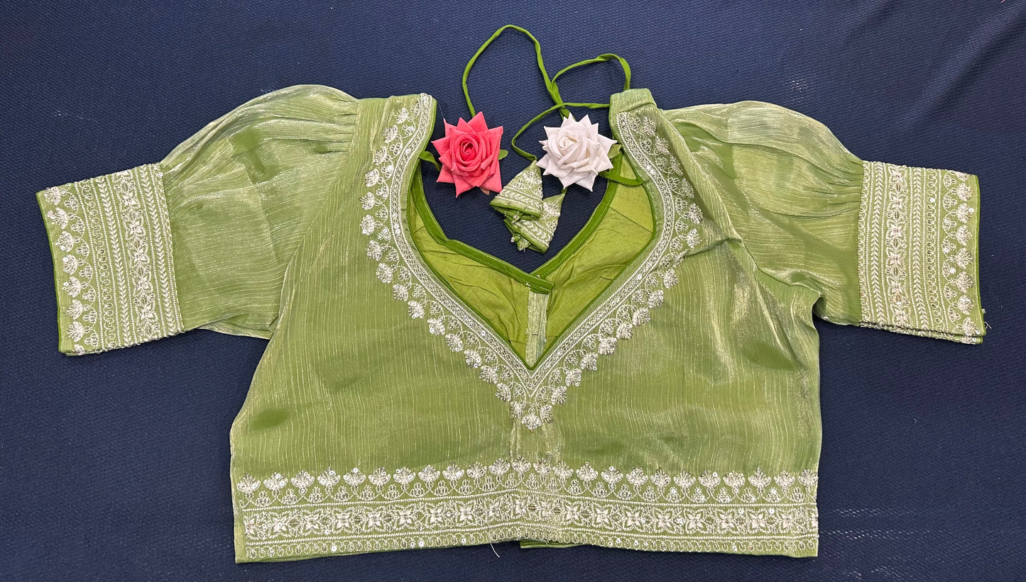 Navy Blue Sari Blouse Indian Saree Top Worked Choli B425
