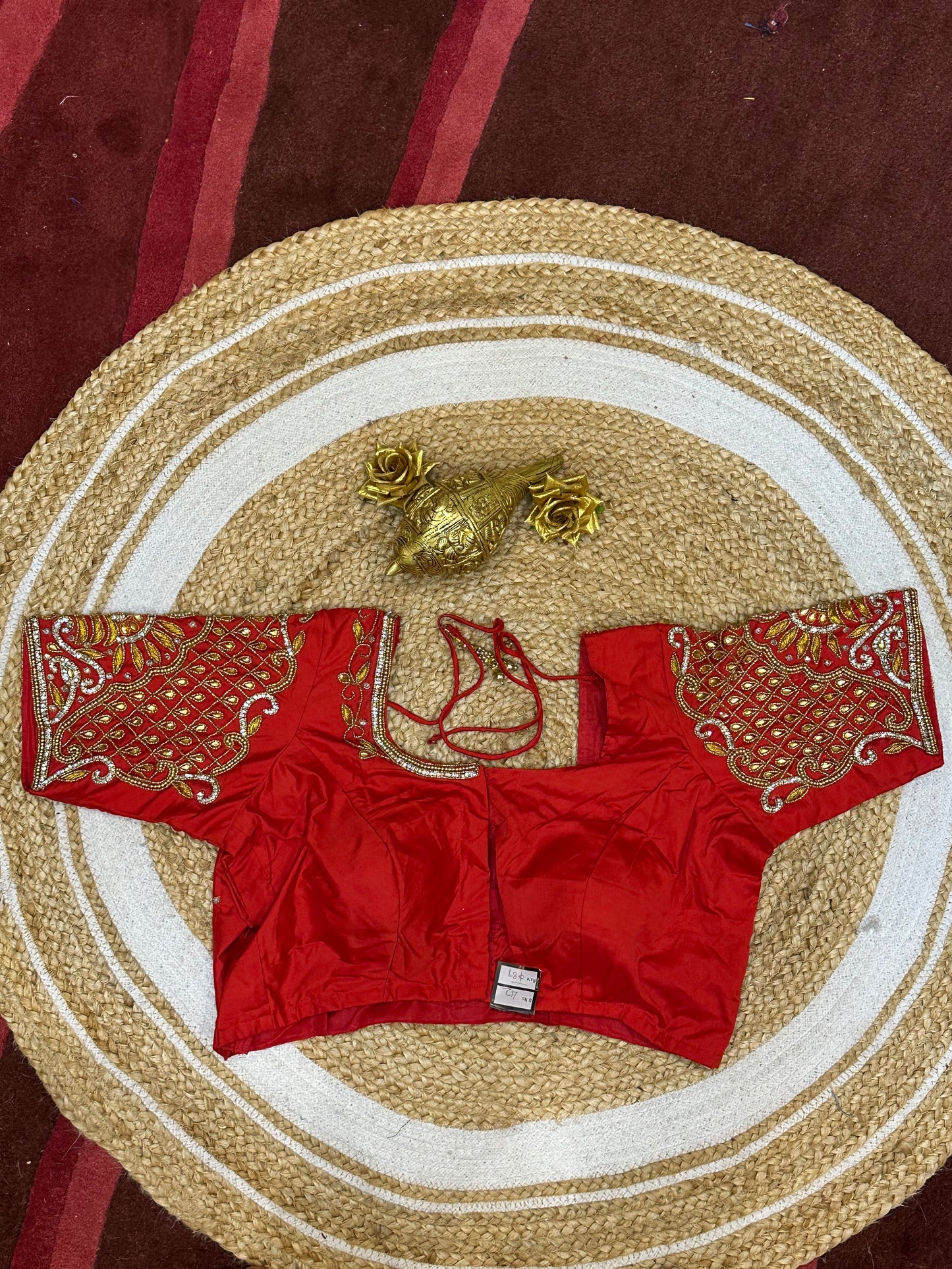 42” XL Size 12 size Aari Worked Sari Blouse Indian Saree Top Red B145