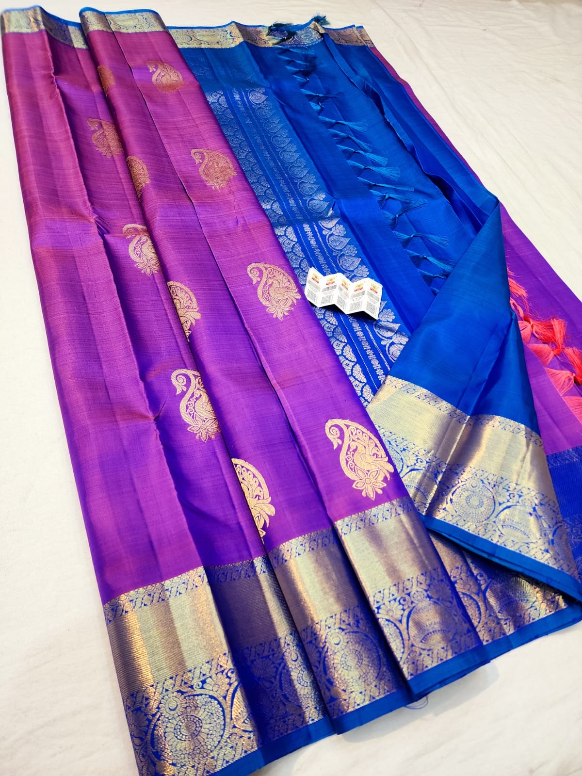 Kanchipuram Pure Silk Saree Bridal Blue Kanjivaram Sari SPK258