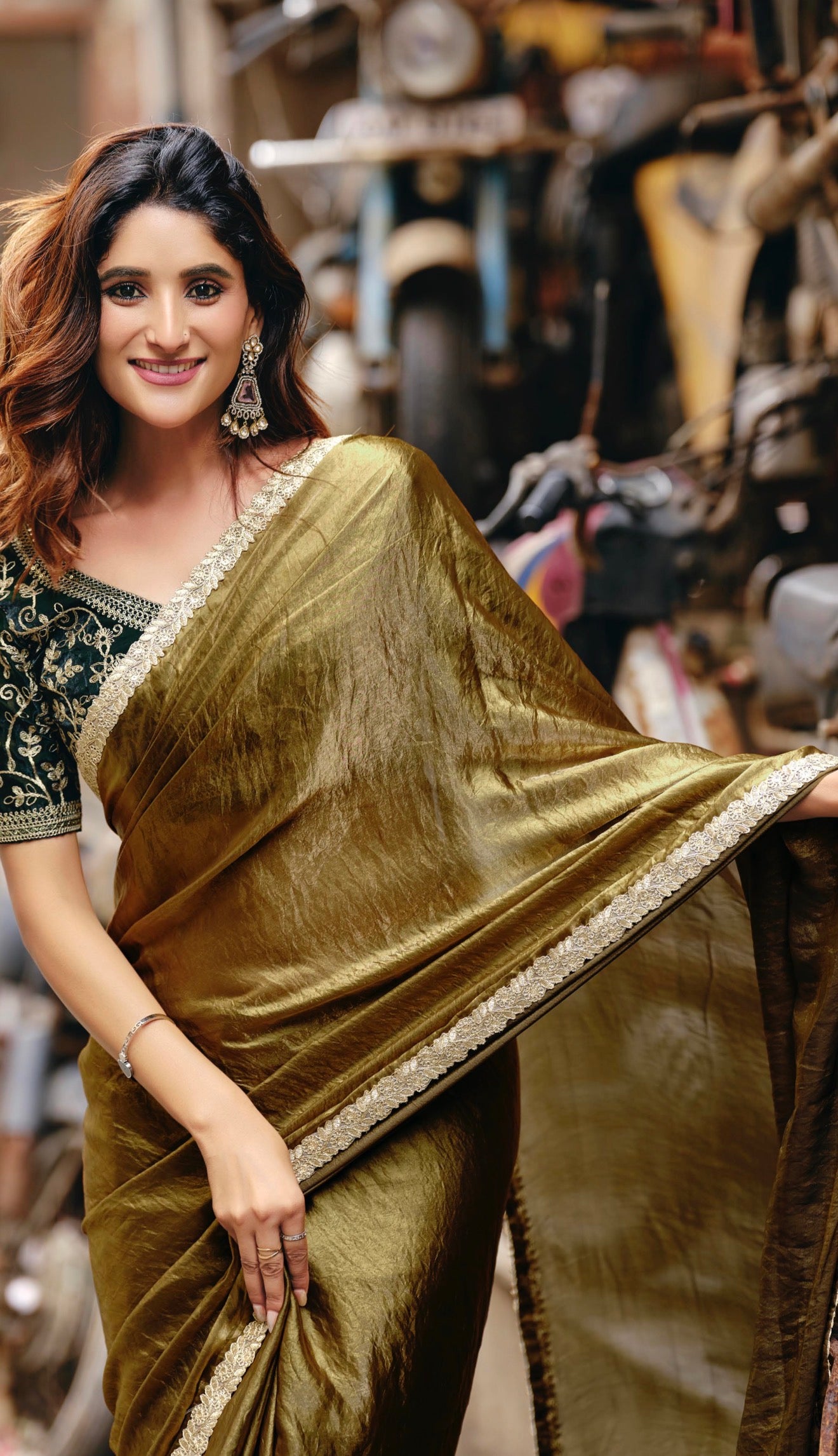 Indian Fancy Party wear Saree Fendi Silk Sari Green S137