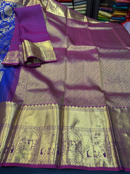 Kanchipuram Pure Silk handloom Saree Indian Kanjivaram Korvai Sari SPK365
