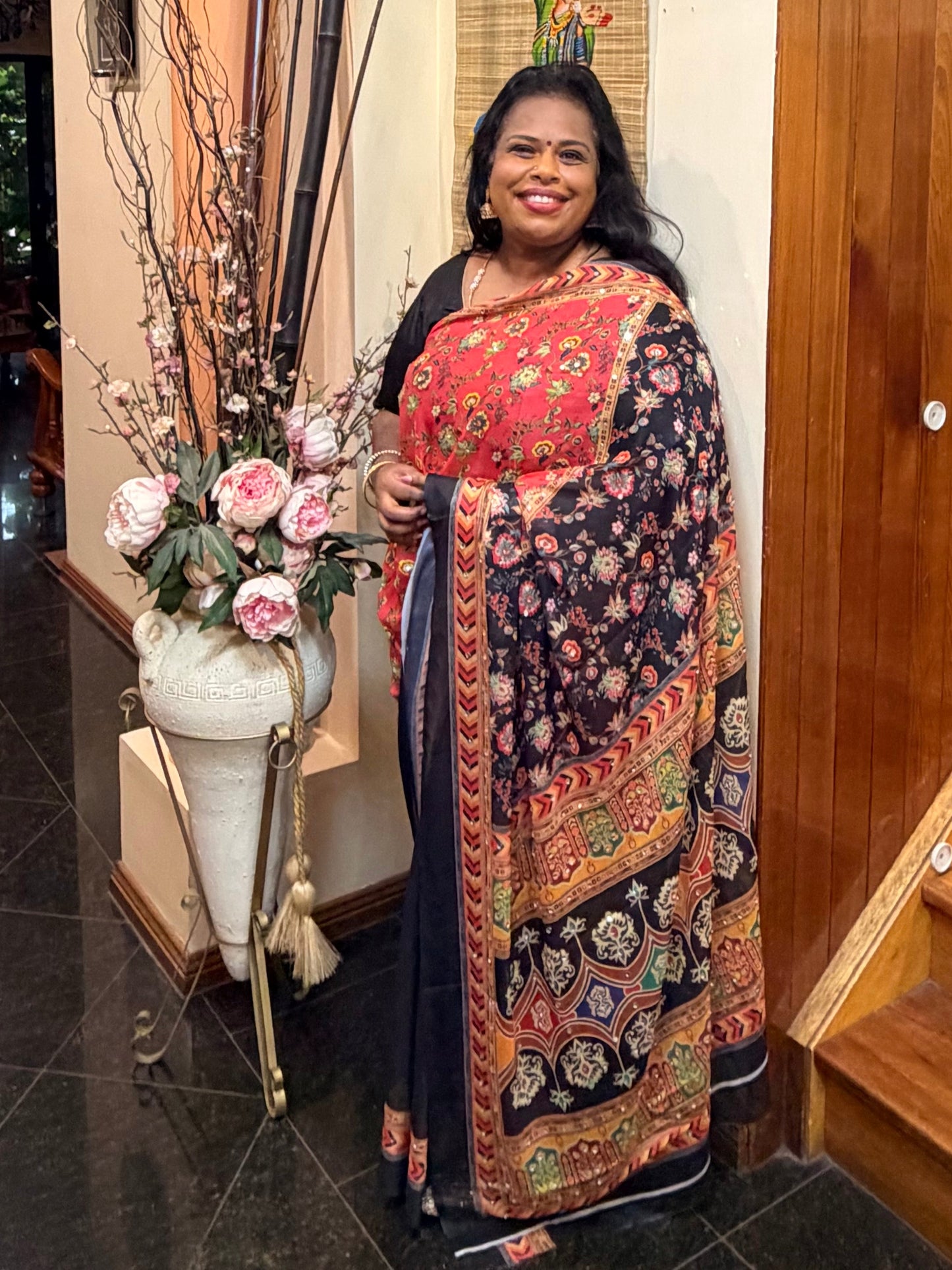 Black Multi Mirror Worked Masakali Sari Indian Fancy Saree C3