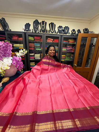 Vintage Kanchipuram Pure Silk Saree Bridal Indian Kanjivaram Sari SPK346