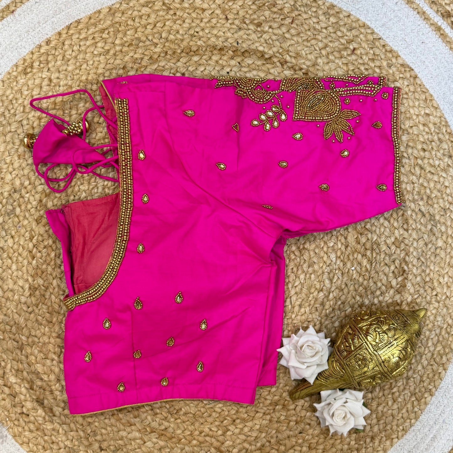 L42” XL Size 12 size Aari Worked Sari Blouse Indian Saree Top Hot Pink B240