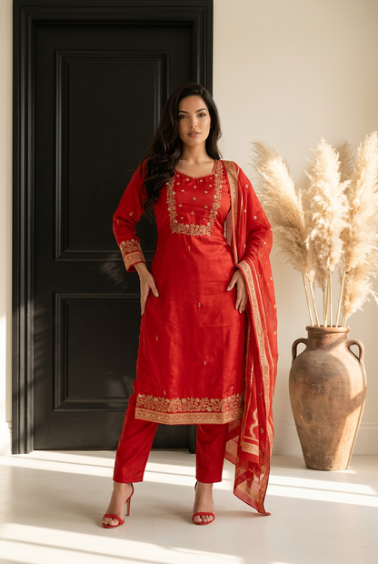 Rusty Orange Indian 3 piece Outfit Salwar Kameez Suit Z4