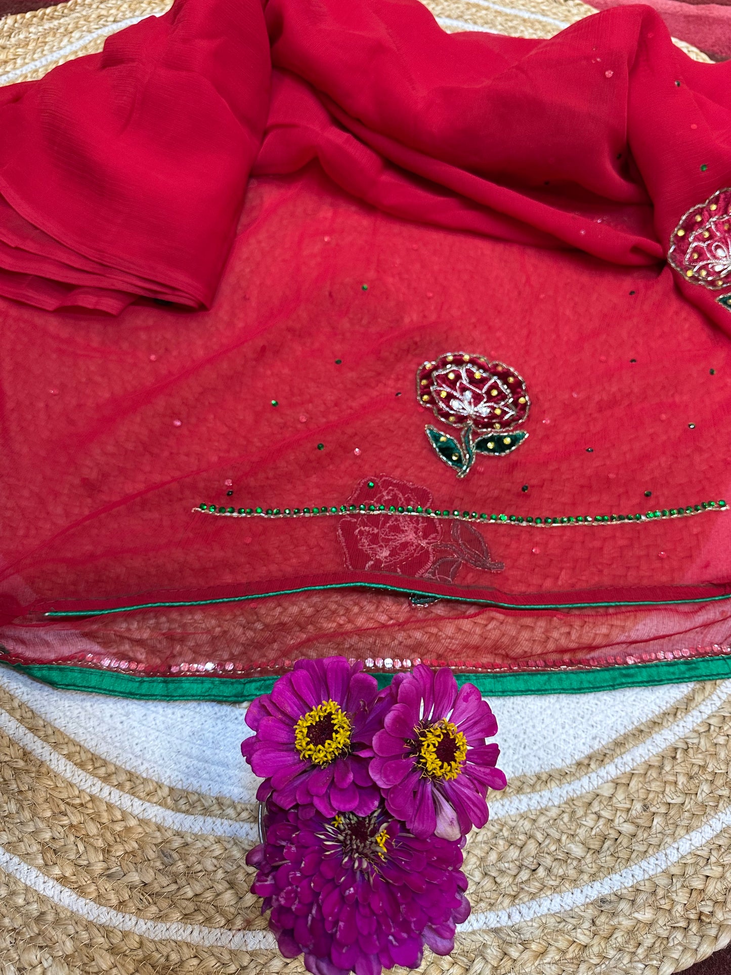 Chiffon Casual soft Sari Indian Fancy Saree Maroon S16