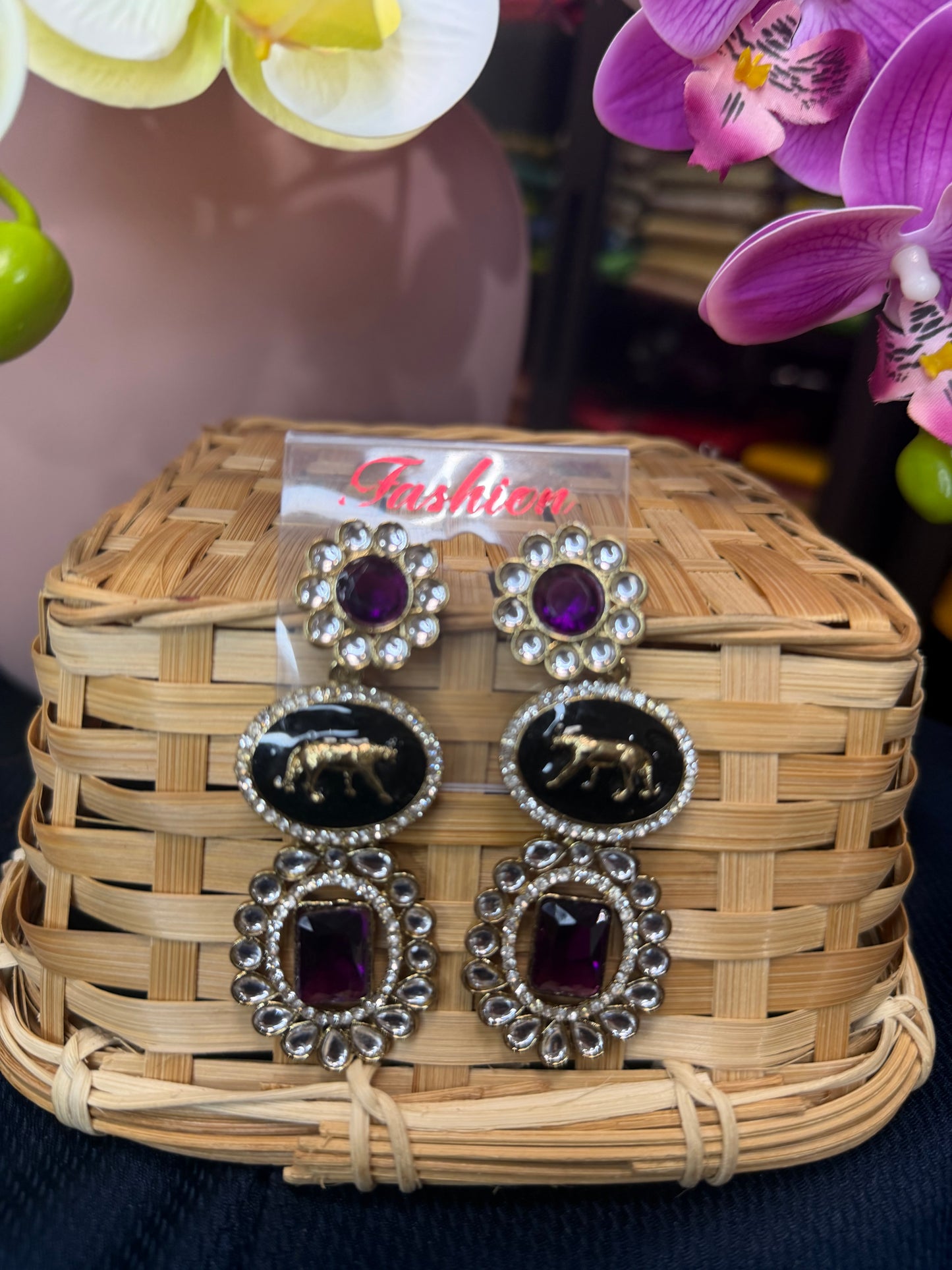 Purple Indian Sabyasachi Inspired Earrings Stylish Indian Jewellery E12