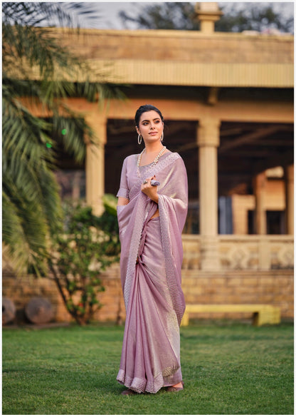 Peach Indian Fancy Party wear Saree Fendi Silk Sari S138