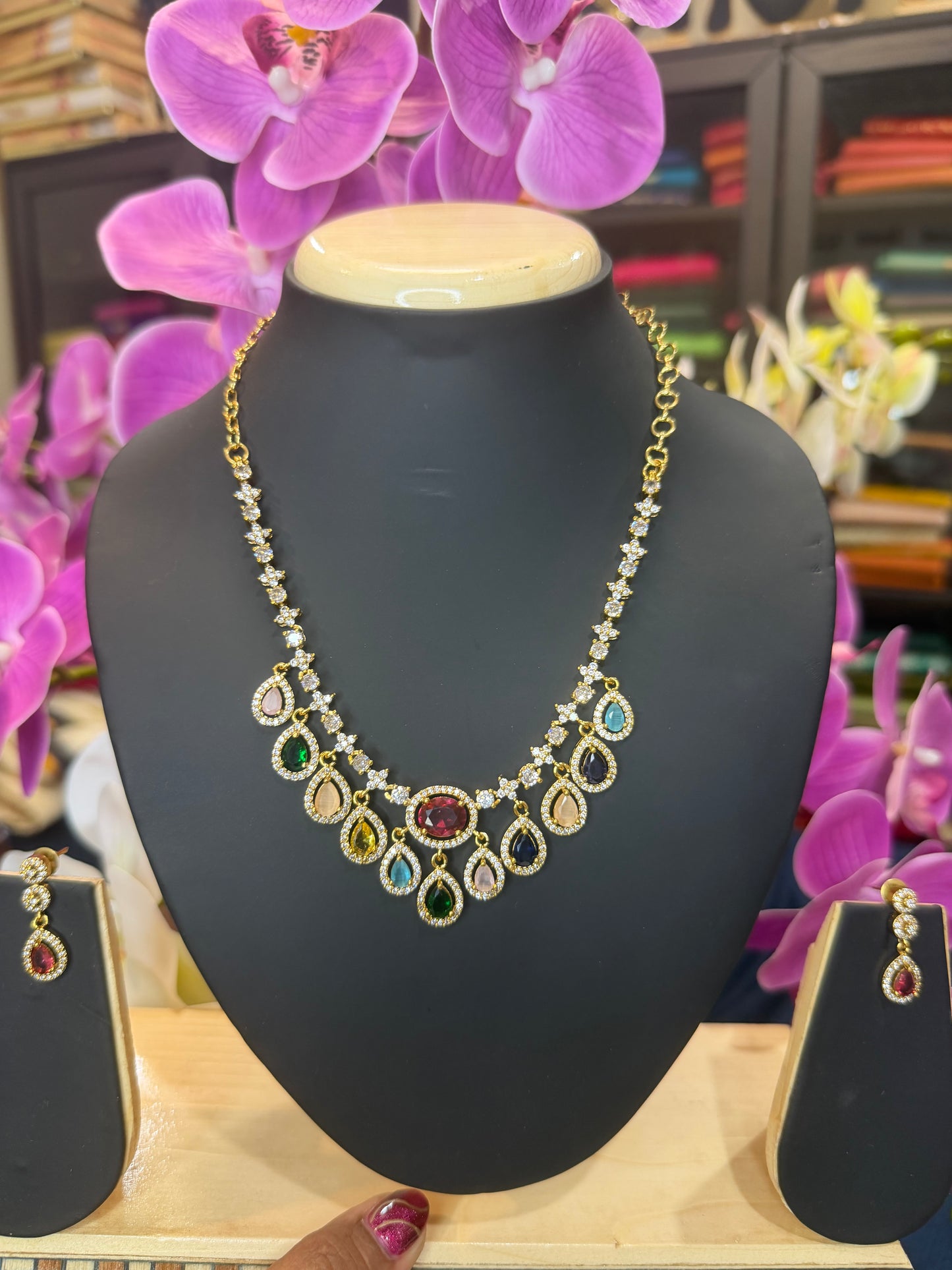 Premium Quality Indian Necklace & Earrings set Jewellery Set Multi colour N103