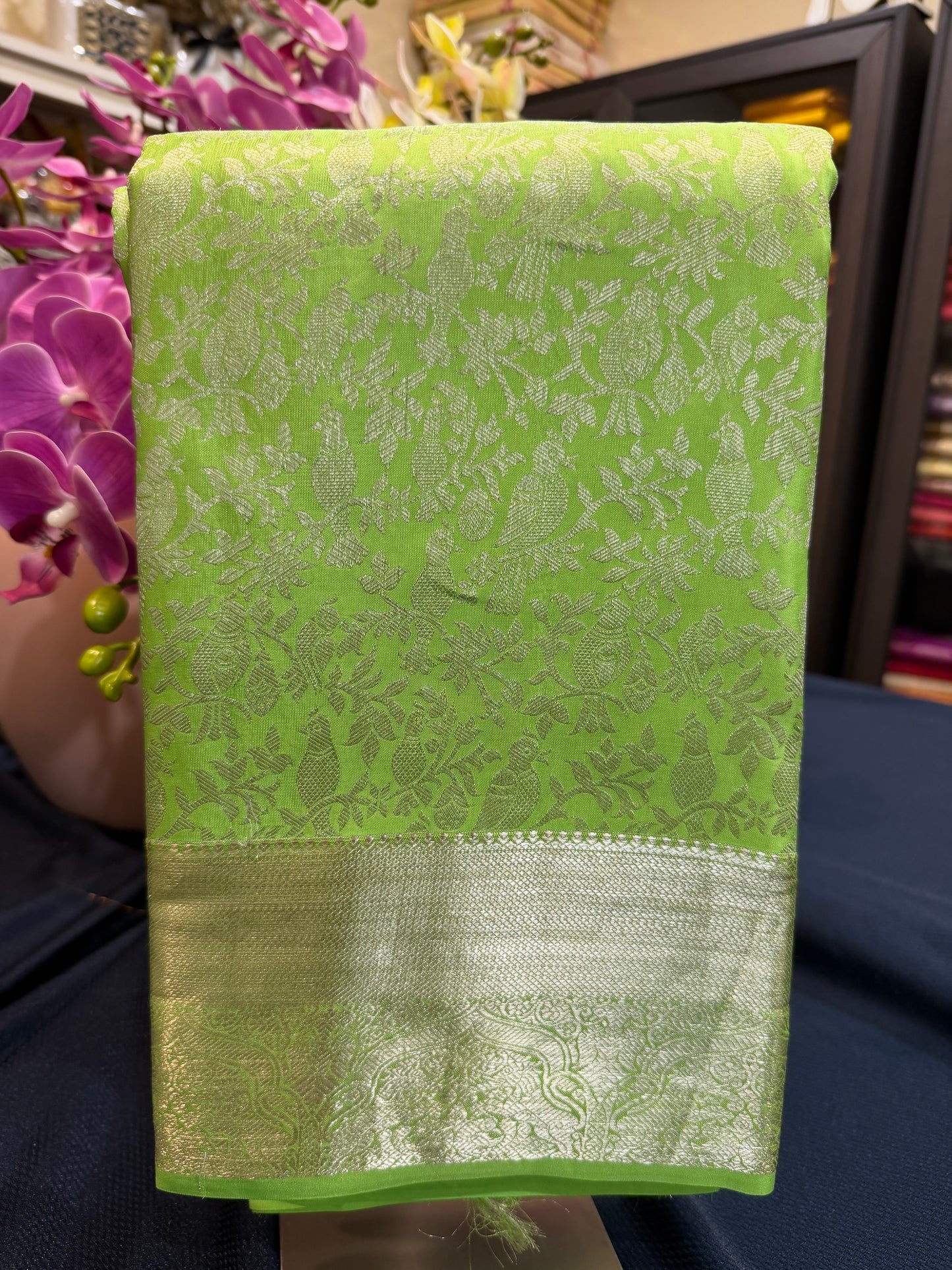 Kanchipuram Pure Silk Saree Light Green Kanjivaram Sari| SPK092