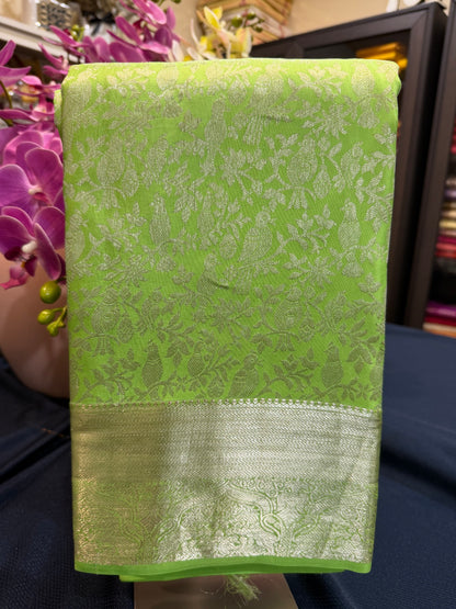 Kanchipuram Pure Silk Saree Light Green Kanjivaram Sari| SPK092