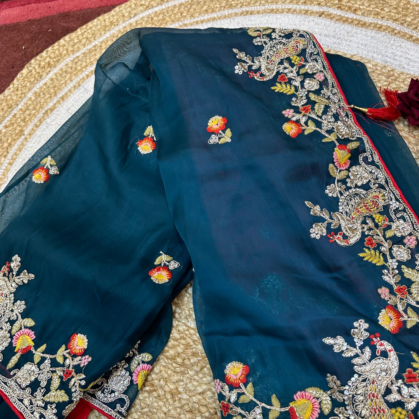 Sari Indian Fancy Party wear Teal Saree SAR12