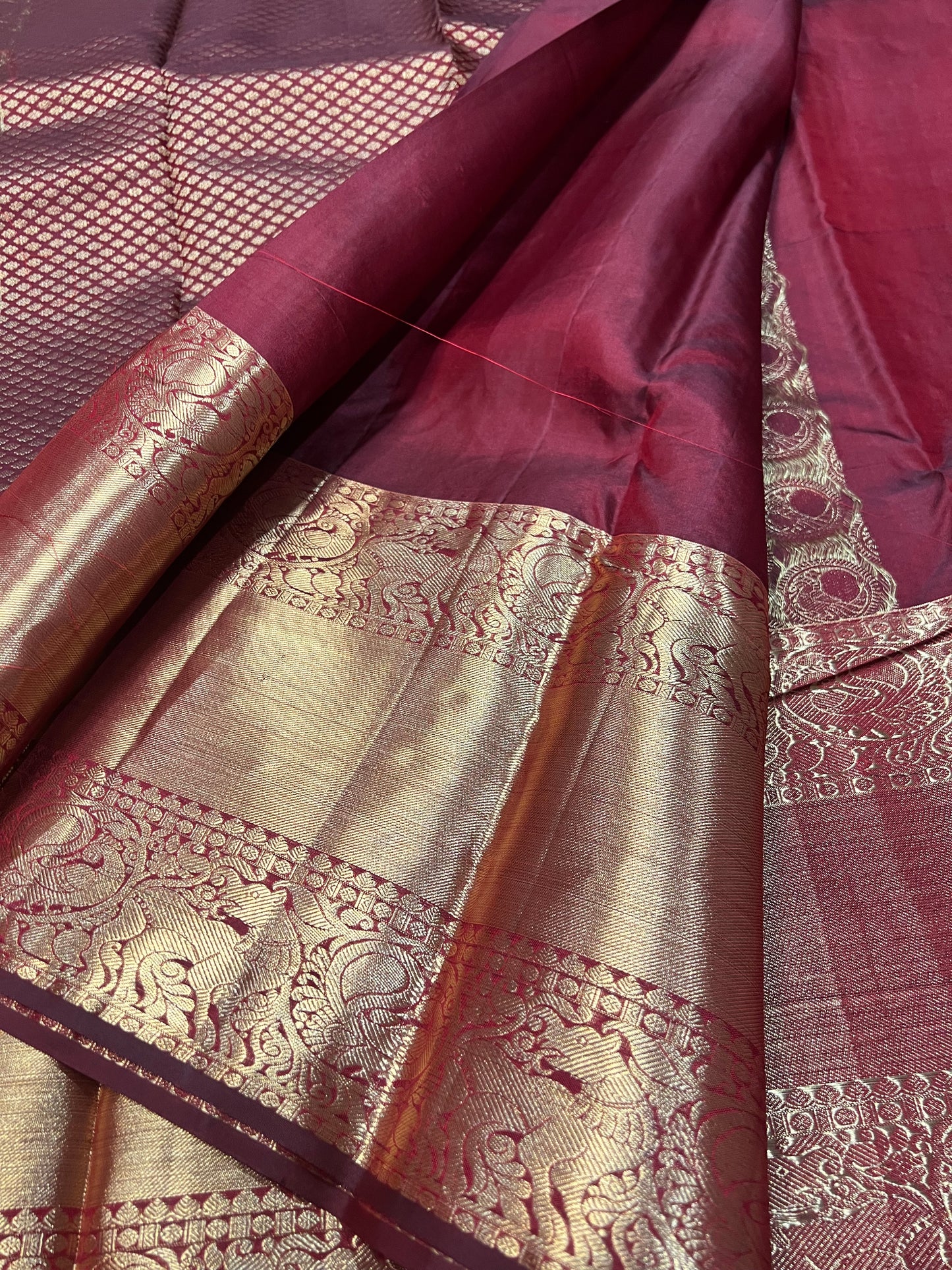 Kanchipuram Pure Silk Saree Maroon Kanjivaram Sari| SPK114