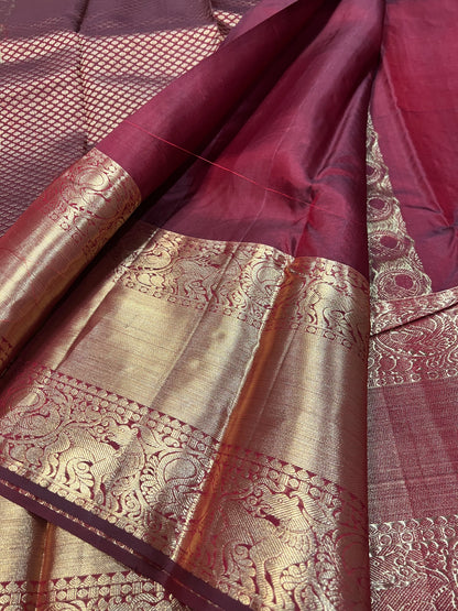 Kanchipuram Pure Silk Saree Maroon Kanjivaram Sari| SPK114