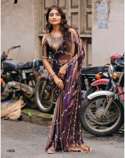 Indian Fancy Party wear Saree Fendi Silk Bollywood Sari C23