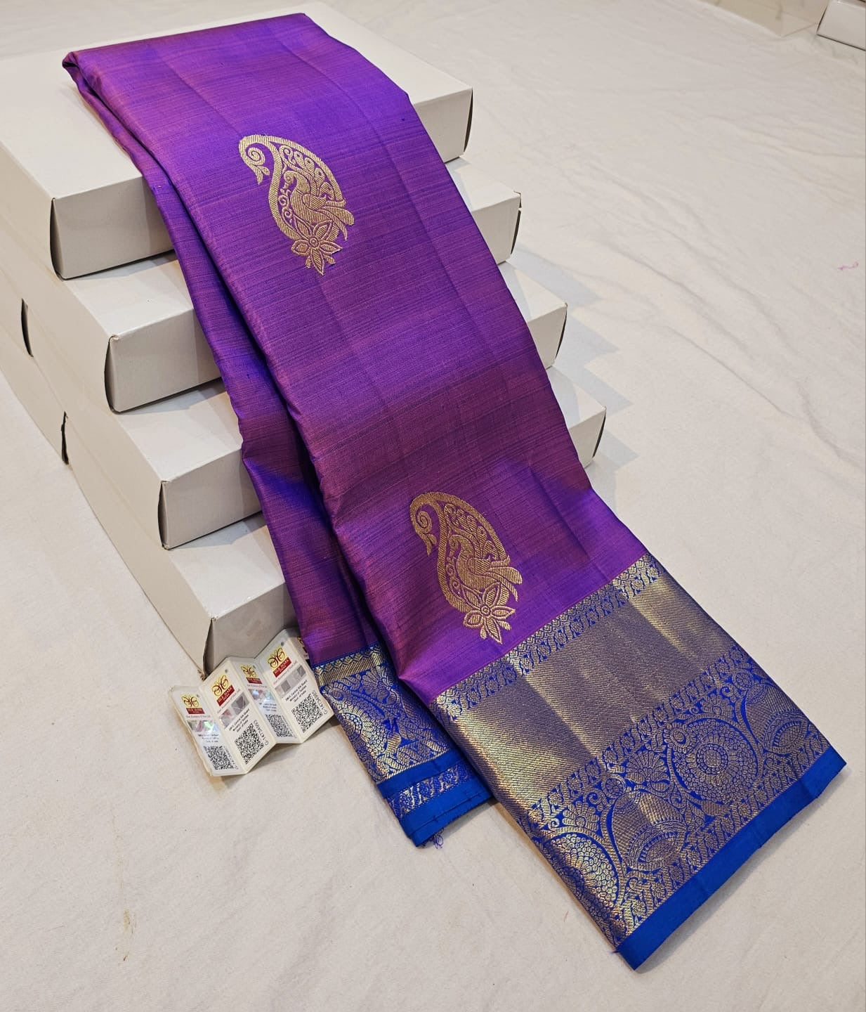 Kanchipuram Pure Silk Saree Bridal Blue Kanjivaram Sari SPK258