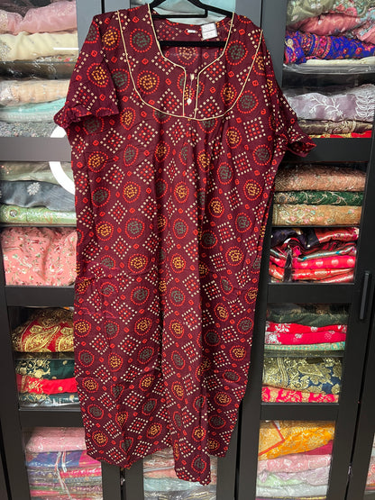 Free size Indian Cotton Nighty Nightgown NI31