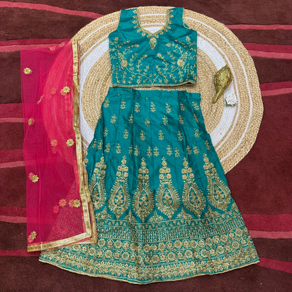 32” Size 8 to 9 Indian Lehenga Yellow Pavadai Sattai Skirt Top G70 Col 2