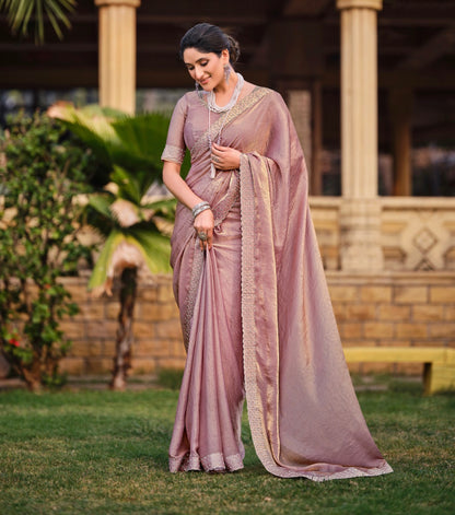 Peach Indian Fancy Party wear Saree Fendi Silk Sari S138