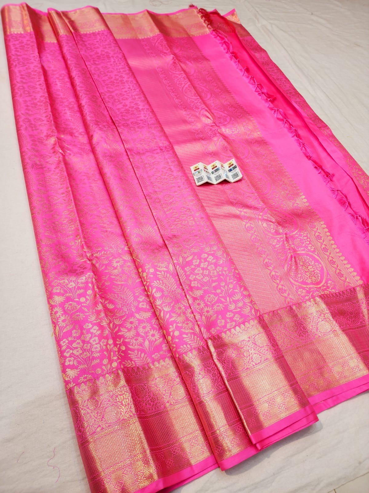 Kanchipuram Pure Silk Saree Bridal Pink Kanjivaram Sari SPK261