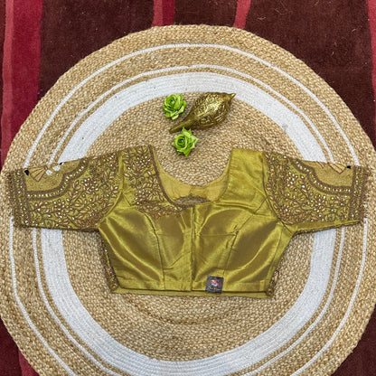 38” M Size 8 Aari Worked Sari Blouse Indian Saree Top Gold B278