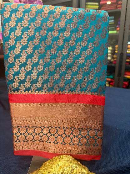 Sari Indian Bollywood Art Silk Greenish Blue Diwali Saree Z13 Col 4