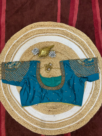 48” Size 18 Aari Worked Sari Blouse Indian Saree Top Silk B129