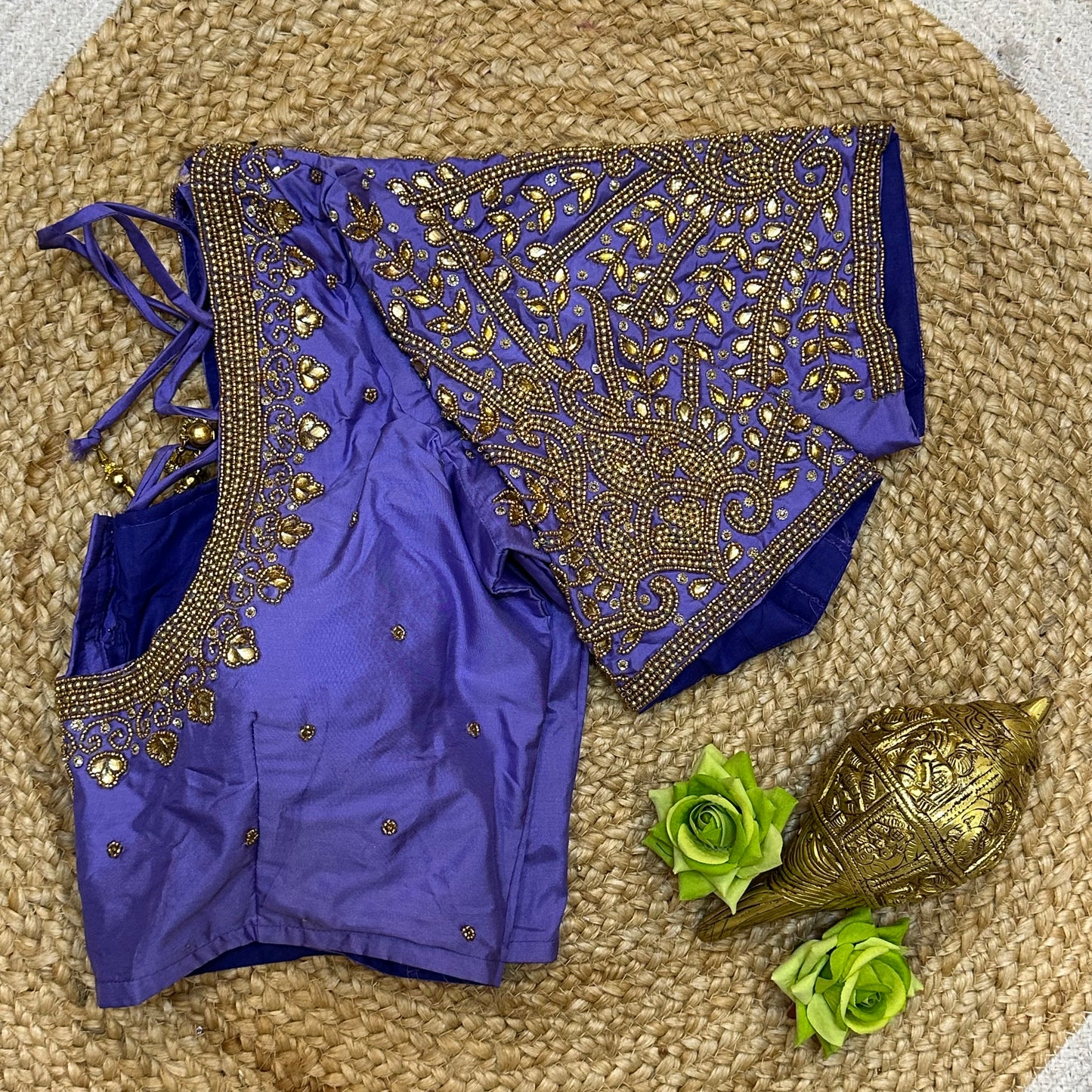 38” M Size 8 Aari Worked Sari Blouse Indian Saree Lavender B314