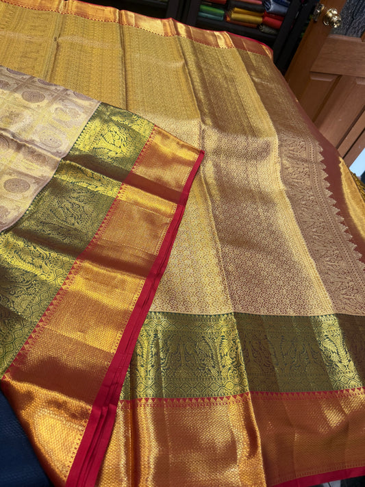 Bridal Tissue Kanchipuram Pure Silk Saree Kanjivaram Sari SPK469