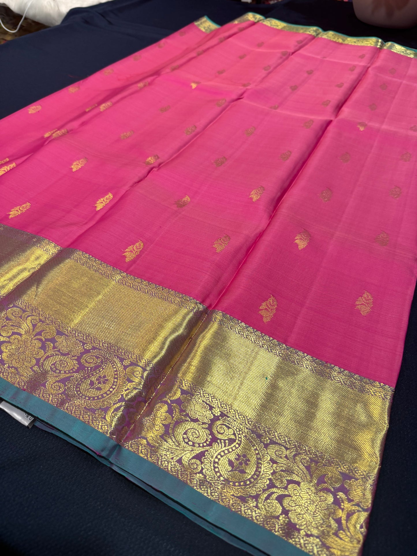 Kanchipuram Pure Silk Saree Pink & Green Kanjivaram Sari| SPK205