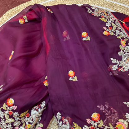 Sari Indian Fancy Party wear wine Saree SAR12
