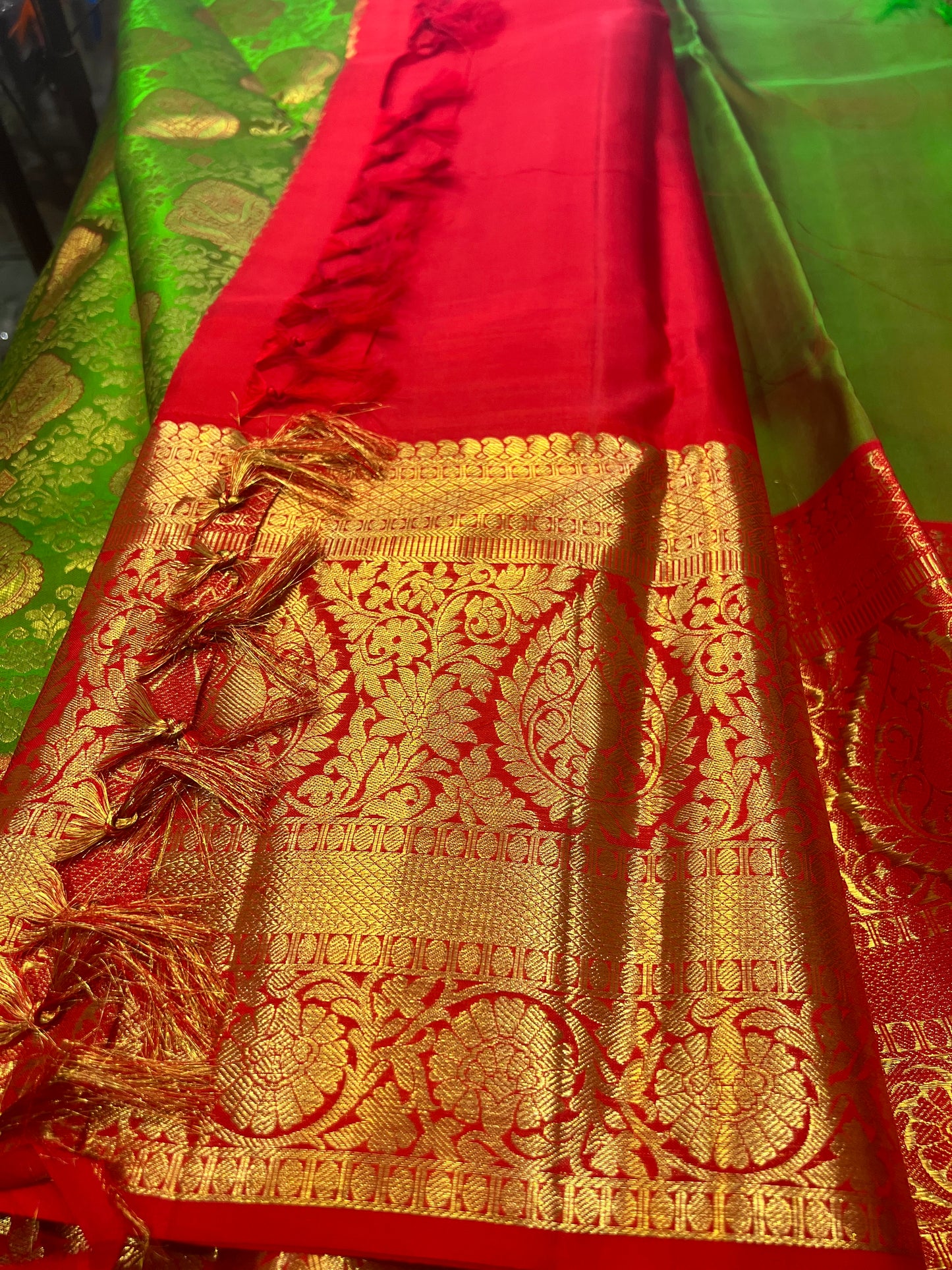 Bridal Kanchipuram Pure Silk Saree Green Kanjivaram Sari| SPK170