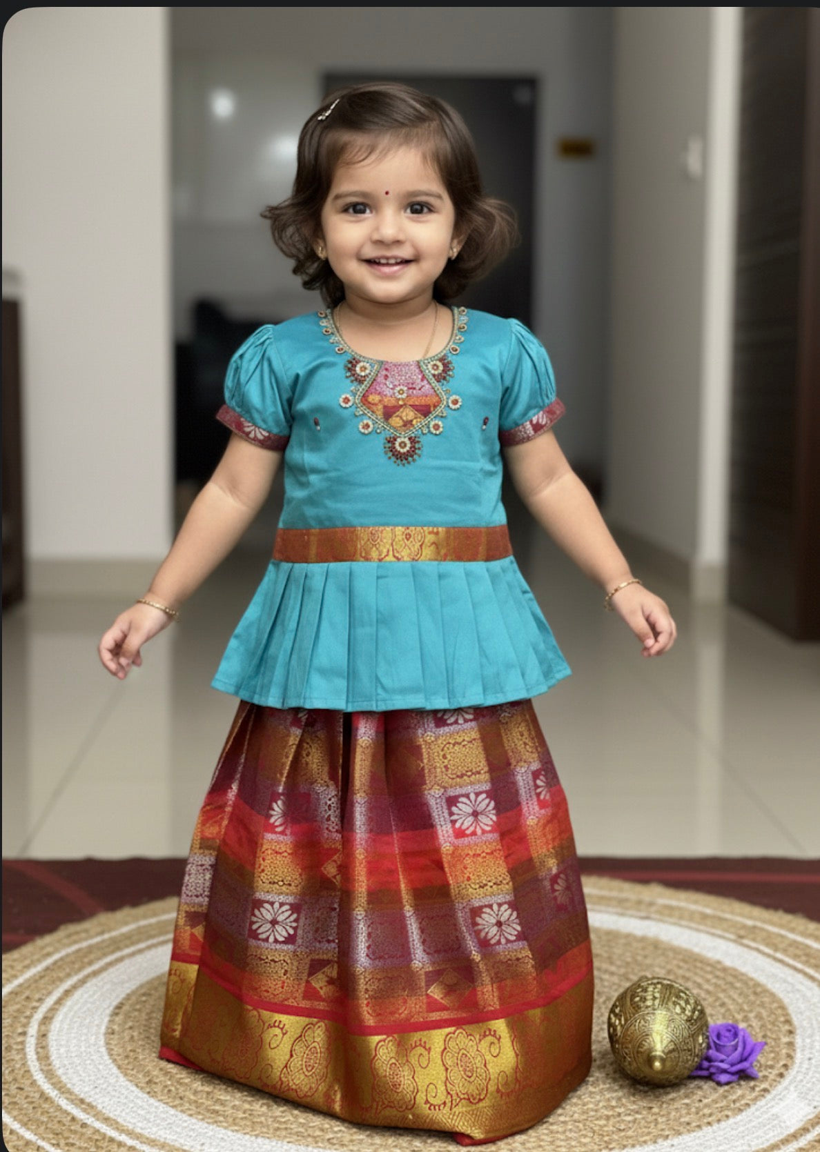 22” Size 3 Indian Lehenga Pattu Pavadai Sattai Skirt Top G5