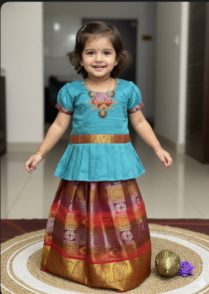 22” Size 3 Indian Lehenga Pattu Pavadai Sattai Skirt Top G5