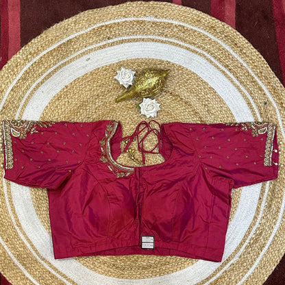 42” XL Size 12 size Aari Worked Sari Blouse Indian Saree Top Rani Pink B230