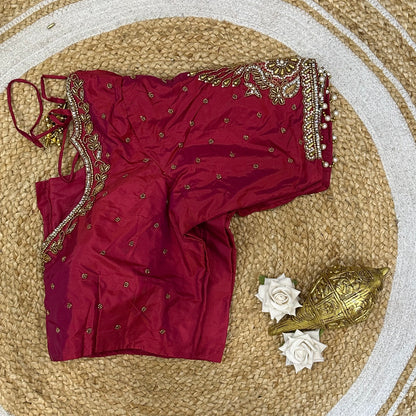 42” XL Size 12 size Aari Worked Sari Blouse Indian Saree Top Rani Pink B230