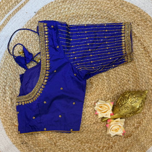 38” M Size 8 Aari Worked Sari Blouse Indian Saree Top Purple B320