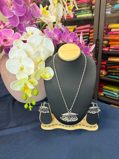 Oxidised Silver Necklace & Earrings Indian Tribal Jewellery Set N80