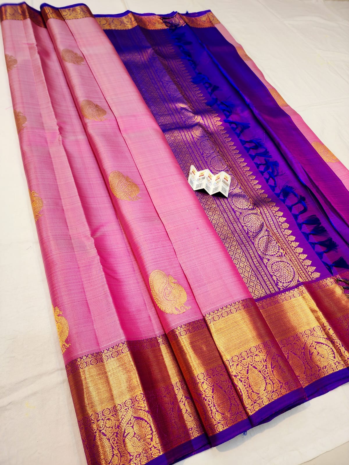 Kanchipuram Pure Silk Saree Bridal Pink Kanjivaram Sari SPK252