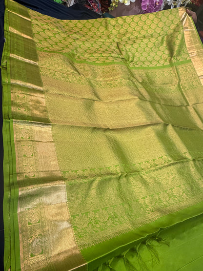 Kanchipuram Pure Silk handloom Saree Indian Kanjivaram Green Sari SPK428