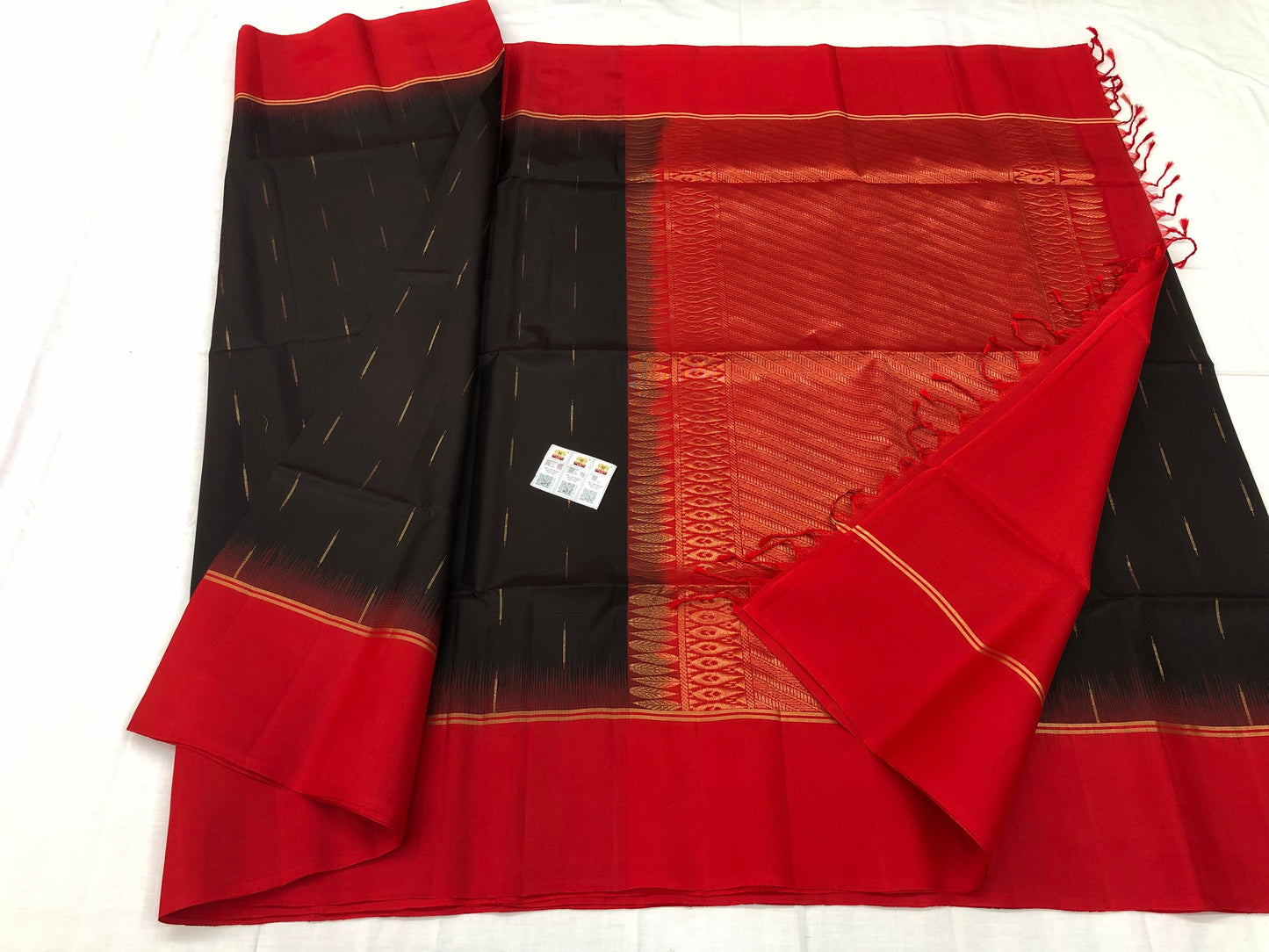 Kanchipuram Pattu Soft Silk Saree Pure Silk Sari Red Black| SS14
