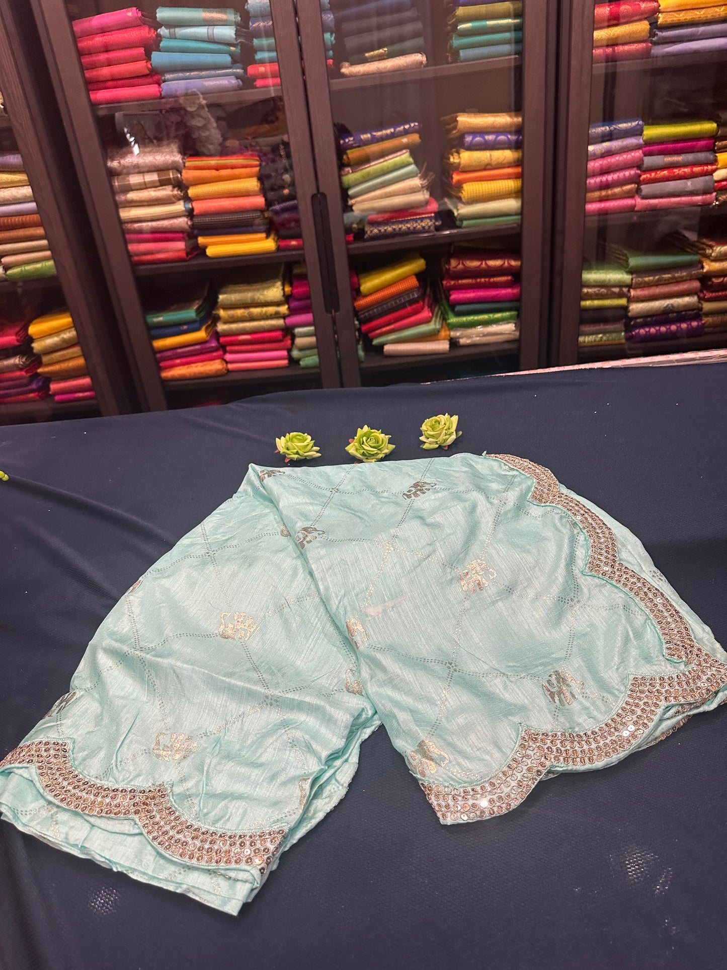 Sky Blue Fancy Party wear Sari Indian Saree Blouse Combo S87