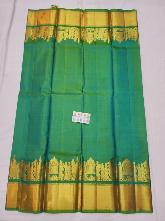 Bridal Kanchipuram Pure Silk Saree Green & Gold Kanjivaram Sari| SPK082