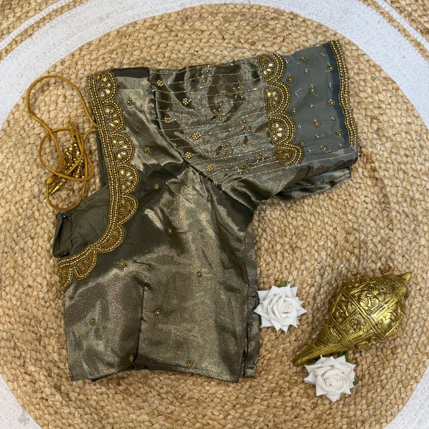 L42” XL Size 12 size Aari Worked Sari Blouse Indian Saree Top Antique Black B239