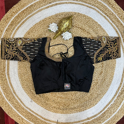 32” XS Size 6 Aari Worked Sari Blouse Indian Saree Top Black B242