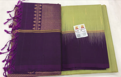 Pattu Soft Silk Indian Saree Pure Silk Sari Sage Green Purple SS43