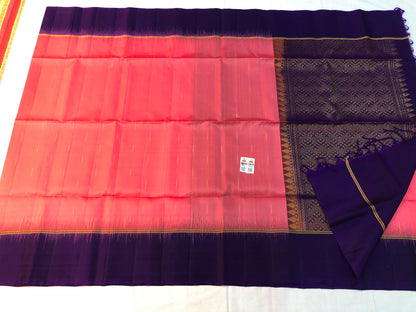 Pattu Soft Silk Indian Saree Pure Silk Sari Dark Peach SS37