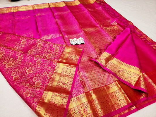 Kanchipuram Pure Silk Saree Bridal Pink Kanjivaram Sari SPK267